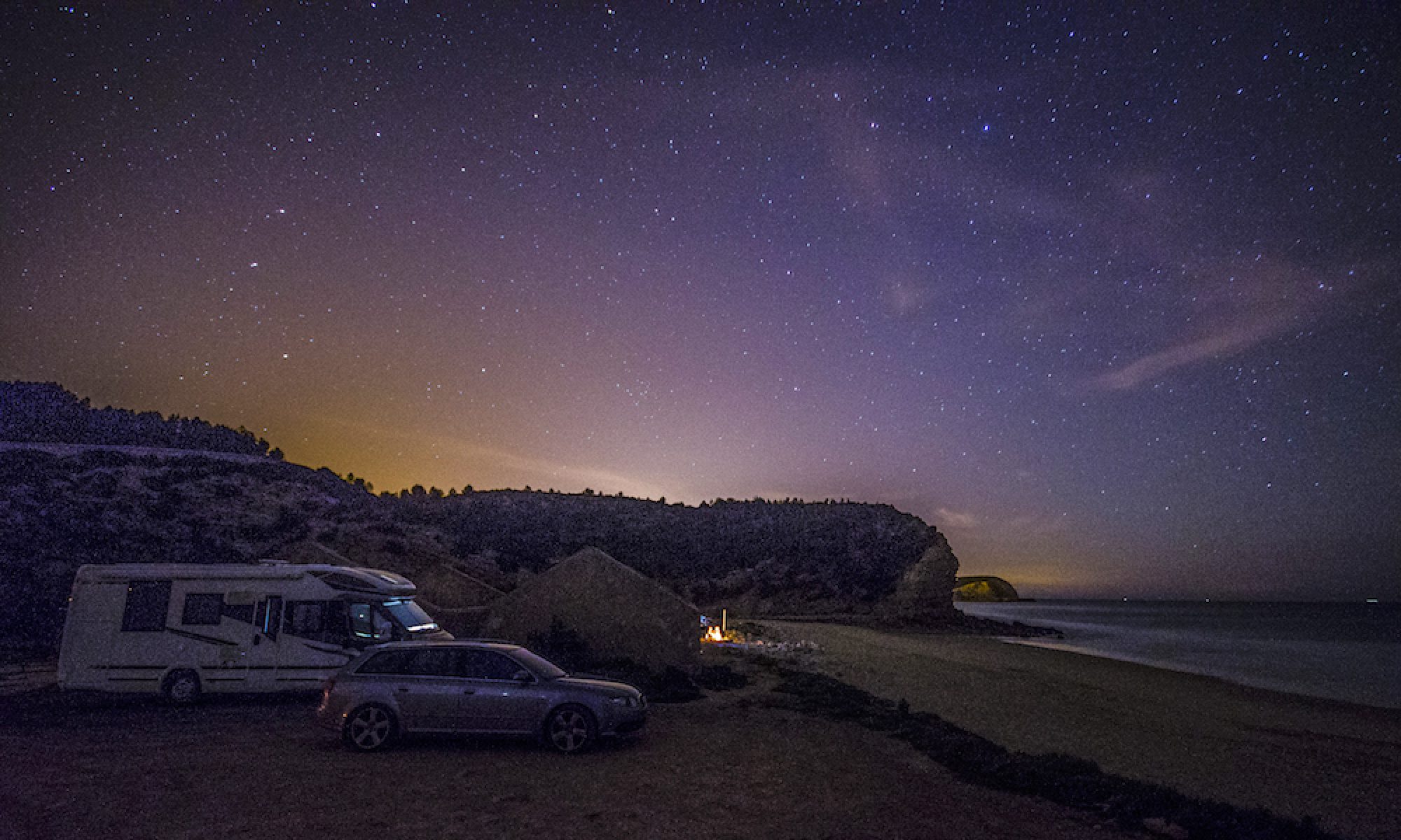 Night sky over the coast